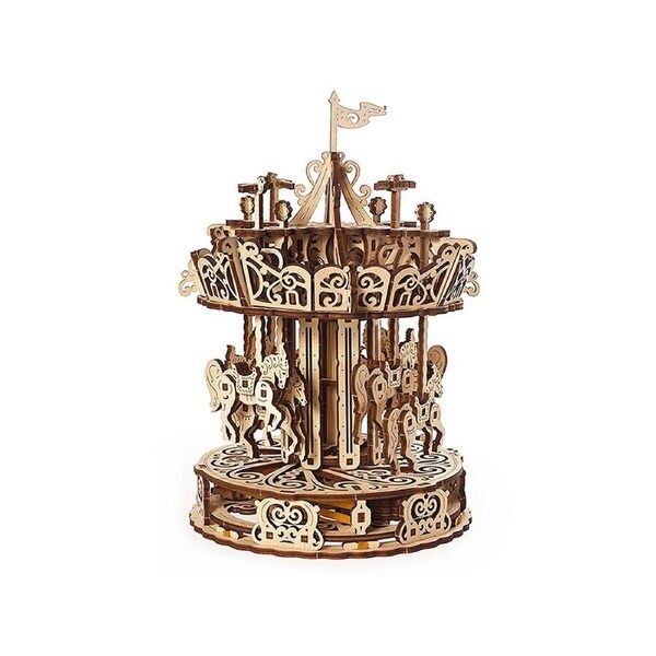 Made in Ukraine UGears 70129 Carousel Wooden Mechanical 3D Puzzle DIY Kit