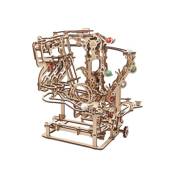 Ukraine Made UGears Marble Run Chain Hoist Model Pre-Cut Boards And 10 Marbles