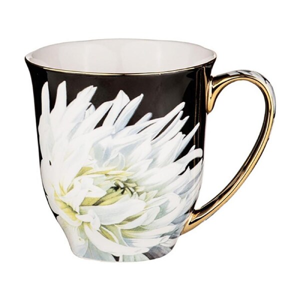 Ashdene Dark Florals White Dahlia Coffee Drinking Cup Mug 380ml New Bone China