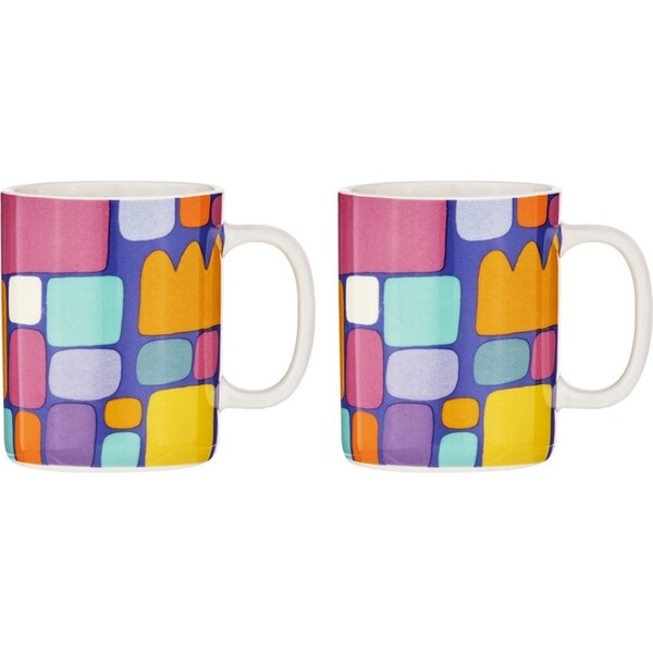 2x Ashdene Puli Puli Keturah Zimran Purple Mug Drinking Cup 350ml New Bone China