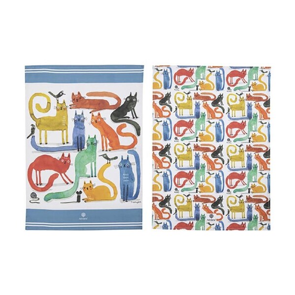 2PK Ashdene Quirky Cats 70x50cm Kitchen Towel Wiping/Cleaning Cotton Cloth Asst