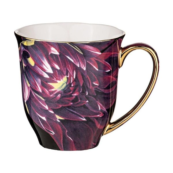 Ashdene Dark Florals Purple Flame Coffee Drinking Cup Mug 380ml New Bone China