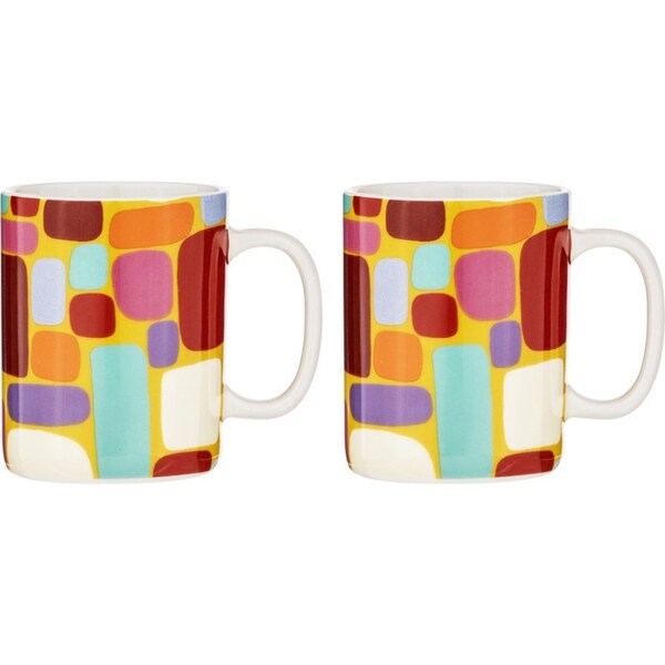 2x Ashdene Puli Puli Keturah Zimran Ochre Mug Drinking Cup 350ml New Bone China