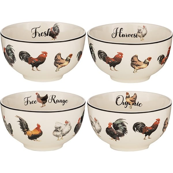 4pc Ashdene Heartland Printed 13.5cm Food Cereal Bowl Set Round New Bone China