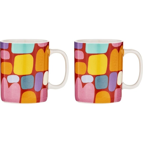 2x Ashdene Puli Puli Keturah Zimran Red Mug Drinking Cup 350ml New Bone China