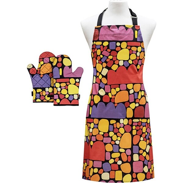 3pc Ashdene Puli Puli Adjustable Apron/Oven Mitt/Glove Heat Resistant Set Cotton