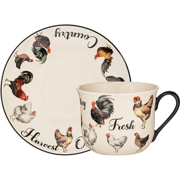 Ashdene Heartland Printed Drinking Tea Cup w/Saucer Set 400ml New Bone China
