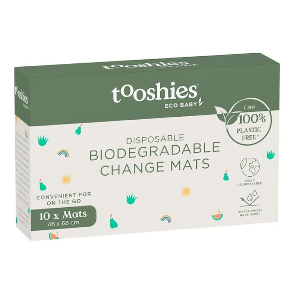 10pc Tooshies Biodegradable Disposable Travel Nappy Change Baby 46x68cm Mats