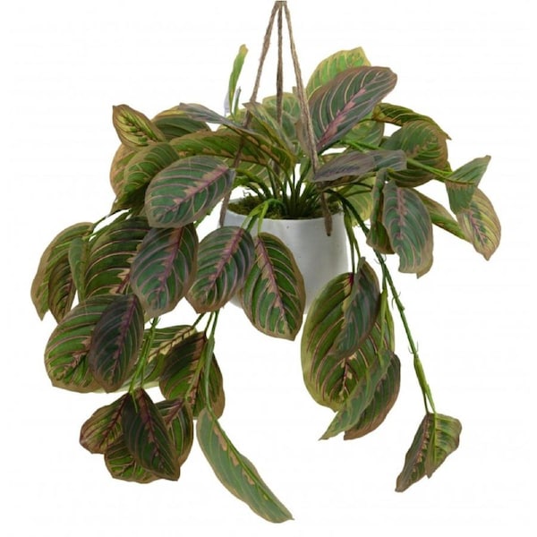 65cm Faux Peacock Bush In Hanging Planter Tabletop Display Artificial Flower