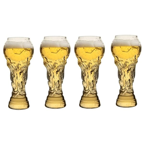Set of 4 - Football Shape Beer Mugs Beer Glasses for Party Bar Suppliers Watching Football Soccer