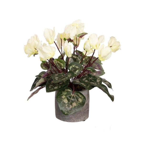 34cm Potted Faux Cyclamen Plant in Pot Artificial Flower Plant Decor - Cream