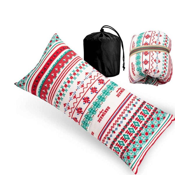 Nevenka Portable Ethnic Style Camping Pillow with Storage Bag-Beige