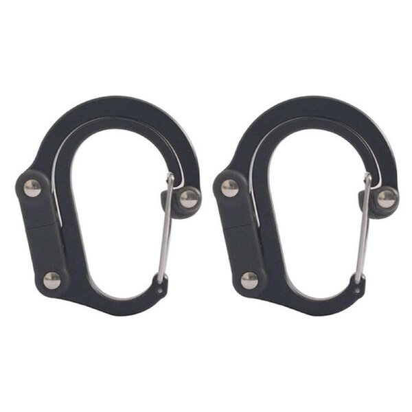 Nevenka 2Pcs Medium Carabiner Clip D Ring Hook for Camping Hiking-Black