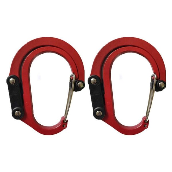 Nevenka 2Pcs Medium Carabiner Clip D Ring Hook for Camping Hiking-Red
