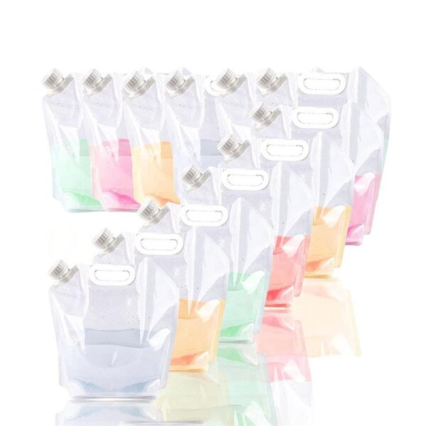 Nevenka 12 Pcs 5L Collapsible Emergency Water Jug Container Bags for Camping