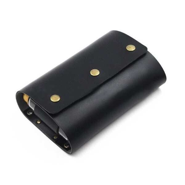 Nevenka Portable Spice Bag Leather Seasoning Storage Bag With Bottle-Black