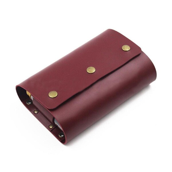 Nevenka Portable Spice Bag Leather Seasoning Storage Bag With Bottle-Claret