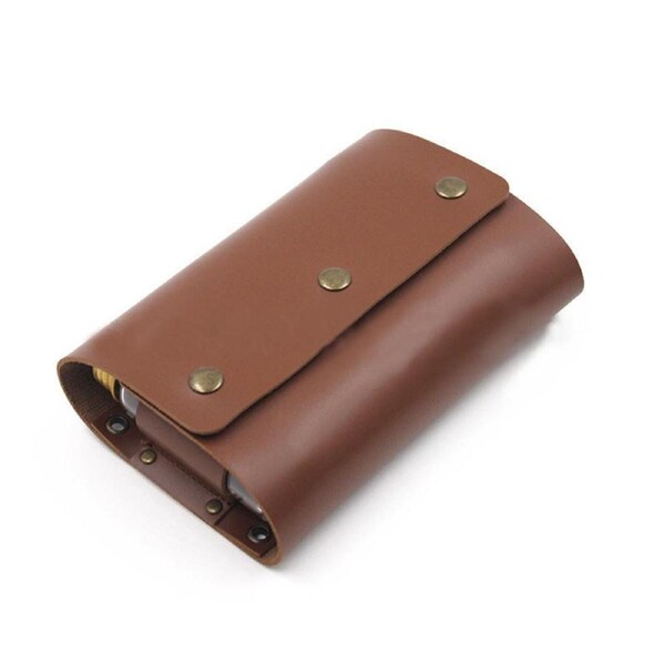 Nevenka Portable Spice Bag Leather Seasoning Storage Bag With Bottle-Brown