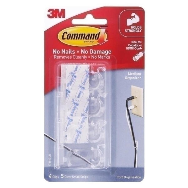COMMAND Cord Clip 17301CLR Pack of 4 Box of 6