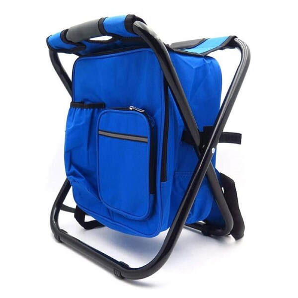 Nevenka Backpack Cooler Chair Folding Camping Stool for Travel Fishing-Blue