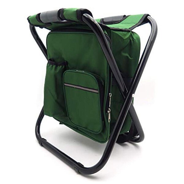Nevenka Backpack Cooler Chair Folding Camping Stool for Travel Fishing-Army Green