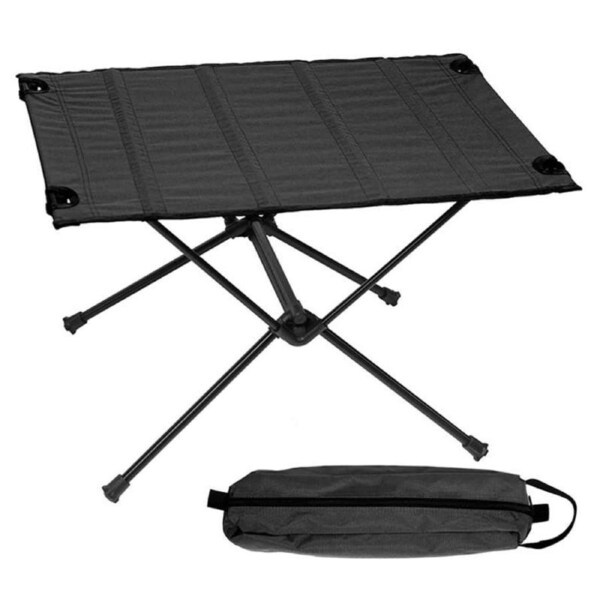 Nevenka Lightweight Folding Camping Table Washable Fabric with Carry Bag-Black