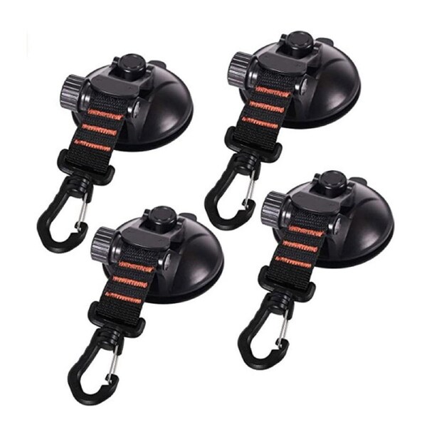 Nevenka 4 Pcs Heavy Duty Suction Cup with Hooks for Car Awning Boat Camping Tarp