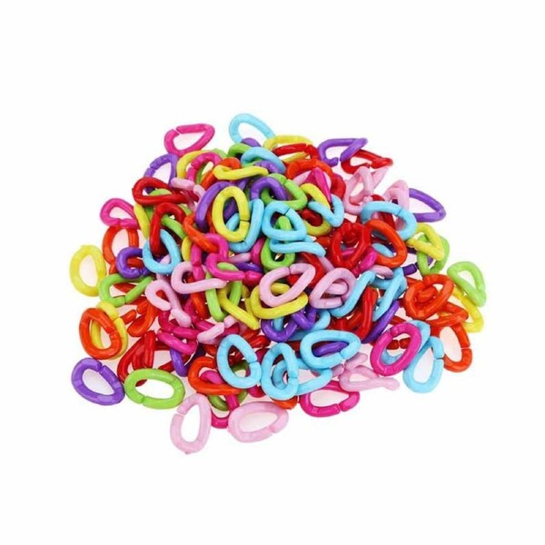 Nevenka 100PCS Parrot C-Type Plastic Chain Buckle Bites - Mixed Colors3