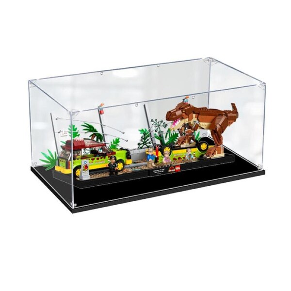 Acrylic Display Case for LEGO 76956 Jurassic World Jurassic Park T.rex Breakout Figure Storage Box Dust Proof Glue Free