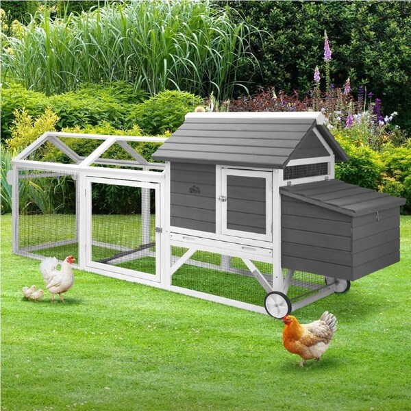 Alopet Chicken Coop Rabbit Hutch 225CM Extra Large Wooden House Run Hatch Box w/ Wheels