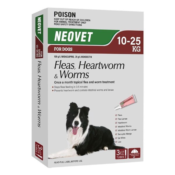 Neovet - Generic Advocate for Dogs 10 to 25 Kg (RED) 3 Pack