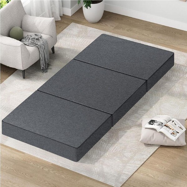 3-Fold STARRY EUCALYPT Folding Mattress Foldable Fabric Lounge Sofa Chair Foam Portable Single