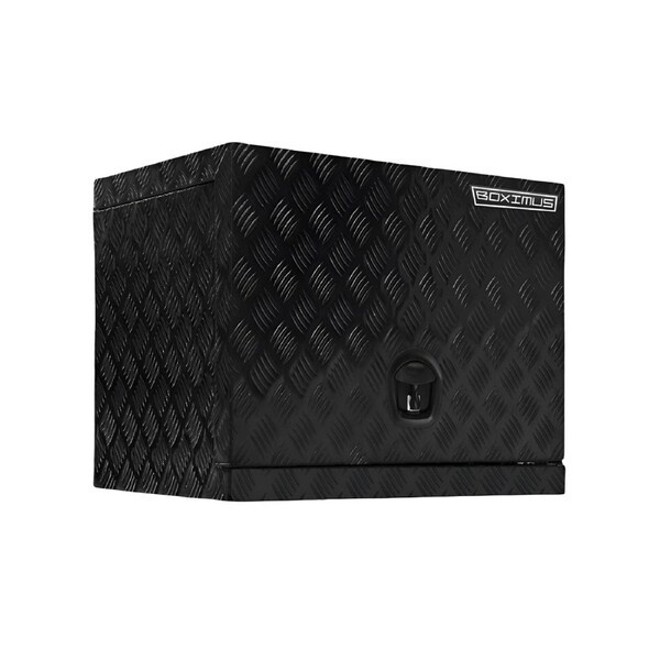 Black 2.5mm Aluminium Checker Plate Secure Generator Toolbox - Gas Struts & Whale Locks