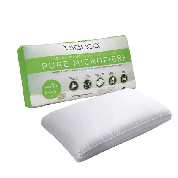 Bianca 1700g Relax Right Pure Microfiber King Pillow 50 x 90cm