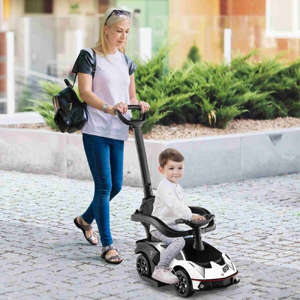 Costway Lamborghini Licensed Ride On Push Car Sliding Walking Toy Birthday Gift w/security Guardrails & Storage