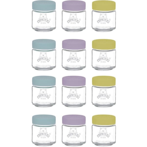 Kilner Kids 12pc Glass Jar Canister Baby Food Storage Set W/ Lid 110ml