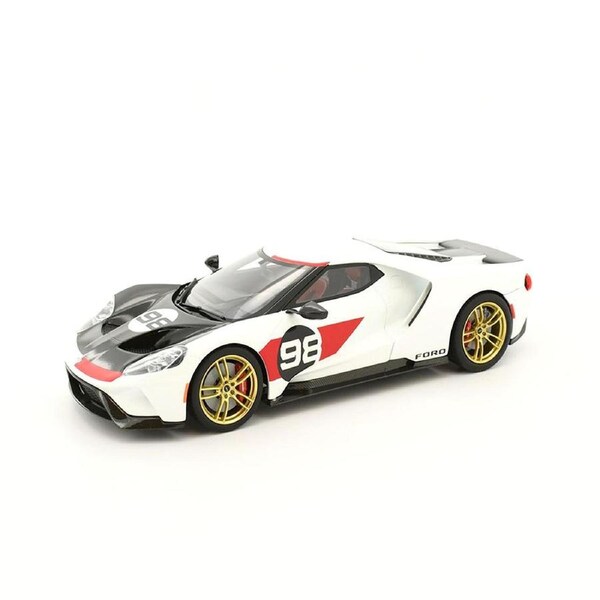 Acme Licensed 1:18 Scale 2021 Ford GT #98 1966 Daytona 24Hr Heritage Edition Resin Model Car White & Black
