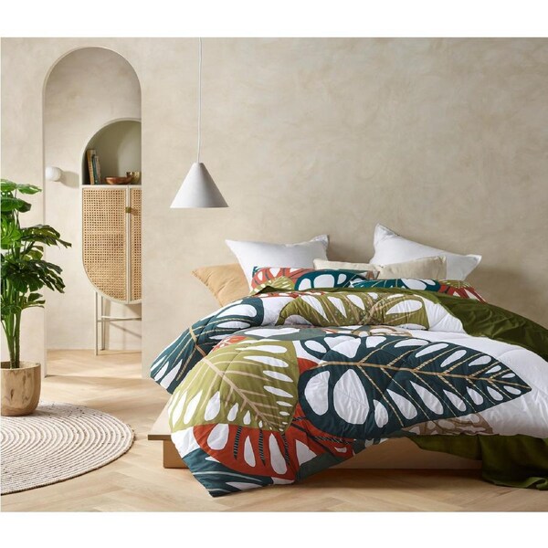 Monstera Digital Printed 3 Piece Comforter Set - QB