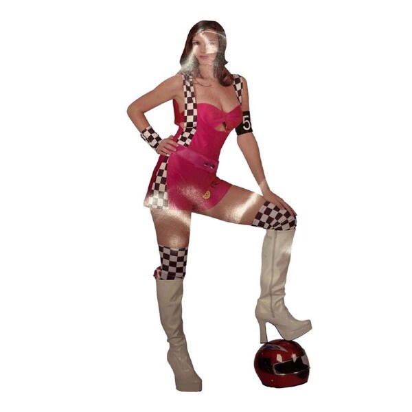 WH Women's Costume Fancy Dress Halloween Grid Girl Racer Grand Prix