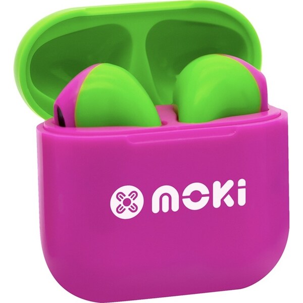 Moki MokiPods Mini TWS Wireless/Bluetooth Earphones Kids Volume Limited PNK/GRN