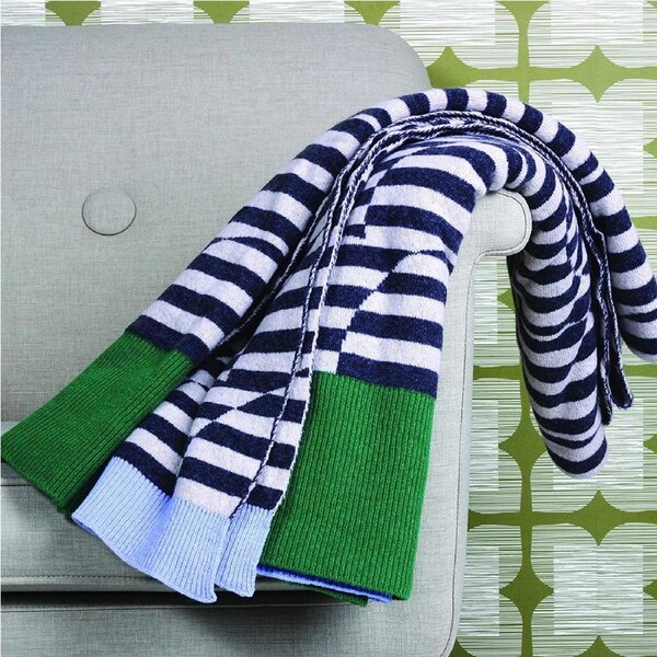 Orla Kiely Bedroom Throw Blanket Stripe Jacquard Wool Flower Dark Grey 200x150cm