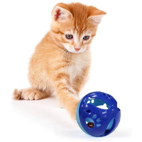 Cat Ball with Bell Toy for Cats Kittens and Other Animals - Large Size for Extra Fun, Rings As It Moves