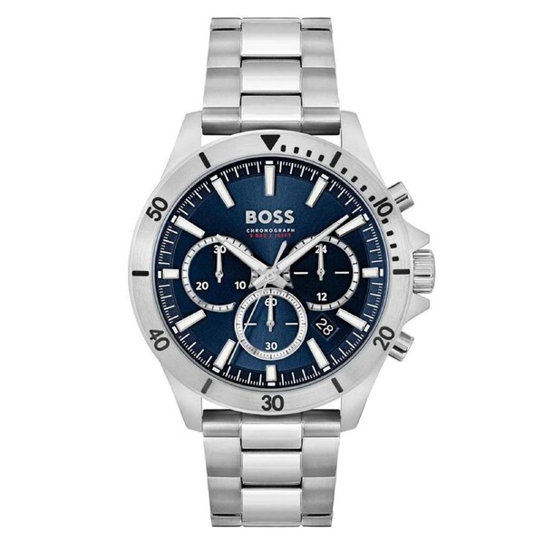 Hugo Boss Silver Steel Blue Dial Fashion Chrono Men's Watch - 1514069