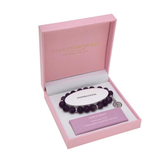 Crystal Carvings by Bramble Bay Tree of Life Charm Bracelet - Amethyst