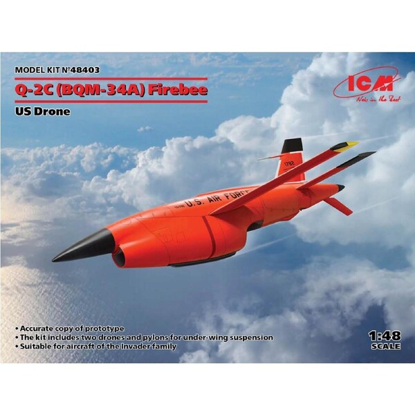 ICM 1/48 (BQM-34A) Q-2C Firebee US Drone (2 Airplanes and Pylons) Plastic Model Kit