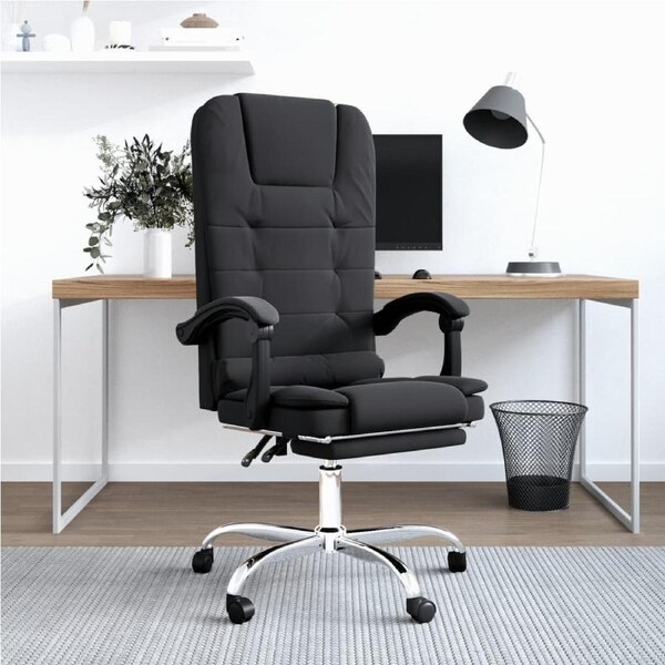 Massage Reclining Office Chair Black Faux Leather vidaXL