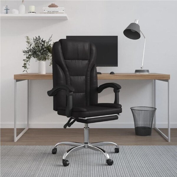 Reclining Office Chair Black Faux Leather vidaXL