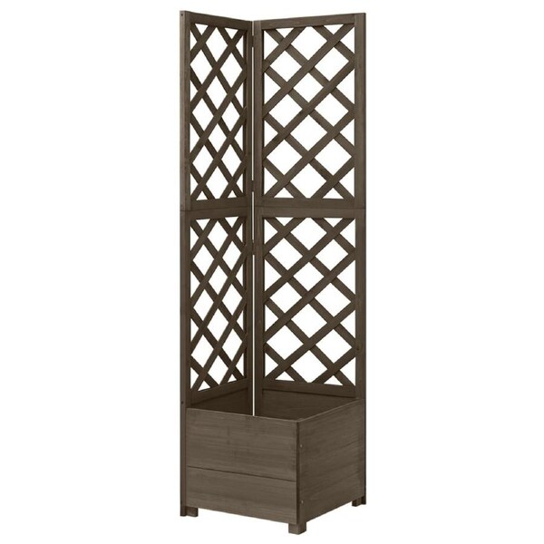 Corner Trellis Planter Grey 40x40x150 cm Solid Fir Wood vidaXL
