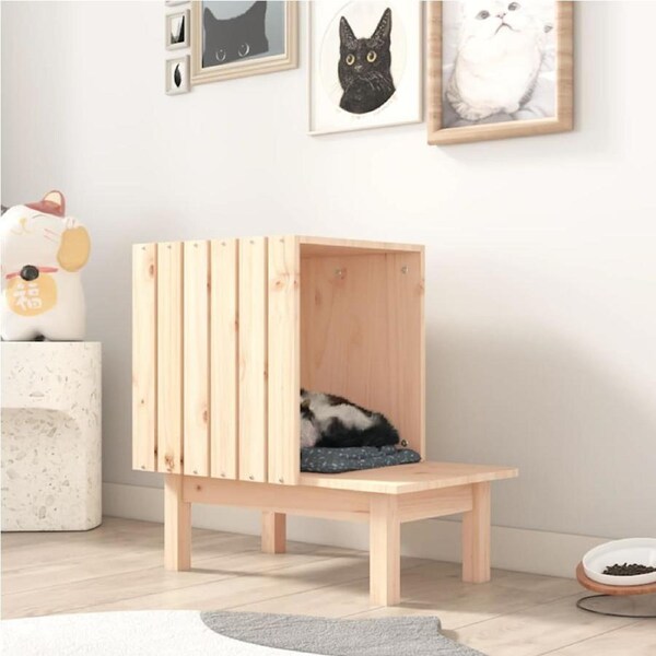 Cat House 60x36x60 cm Solid Wood Pine vidaXL