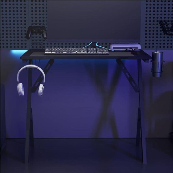 Gaming Desk with Y Shape Legs Black 90x60x75 cm vidaXL